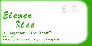 elemer klie business card